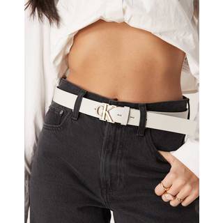 Leather Logo Belt - Beige - 75 cm