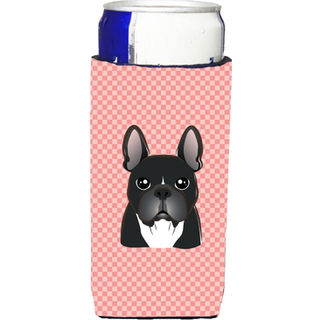 Checkerboard Pink French Bulldog Ultra Beverage Isolators til slanke dåser BB1227MUK