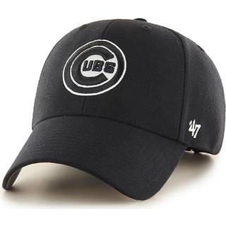 47 Brand MLB Black Whiteout Primær logo MVP Justerbar struktur Baseball Cap Hat Voksen One Størrelse Passer til alle - Chicago Cubs Black White