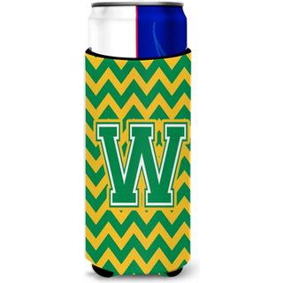 Brev W Chevron Green og Gold Ultra Beverage Isulators til slanke dåser CJ1059-WMUK