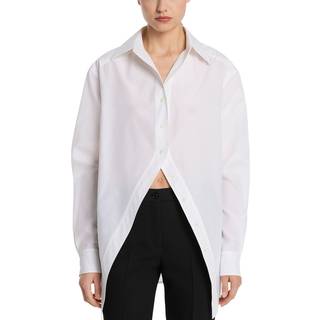 MK Silk and Cotton Taffeta Portrait Collar Shirt - White - Michael Kors