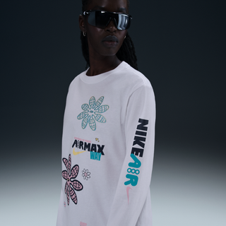 Løs, langærmet Nike Sportswear-T-shirt med grafik til kvinder - hvid - S (EU 36-38)