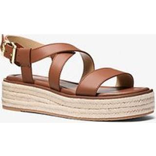 MK Lynn Leather Platform Espadrille Sandal - Brown - Michael Kors - EU 35