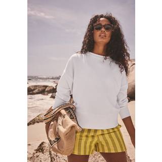 Next Ecru Raw Hem Detail Washed 100% Cotton Crew Neck Sweatshirt