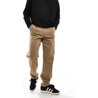 Threadbare Threadbare Brown Cotton Straight Leg Pleated Chino Trousers With Stretch