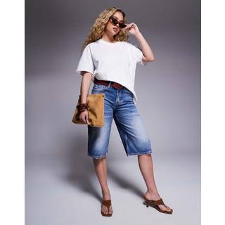 River Island Mid Rise Longline Jort 100% bomuldsshortsEU 38 (UK 10)