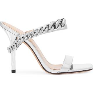 MK Bianca Embellished Metallic Leather Sandal - Silver - Michael Kors - EU 36