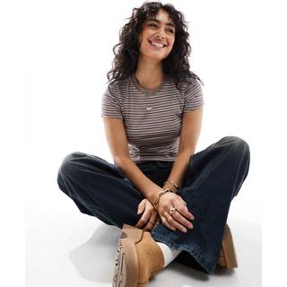 Next Neutral Brown Striped T-Shirt