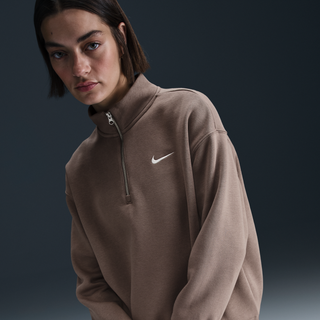 Oversized Nike Sportswear Phoenix-sweatshirt med 1/4 lynlås og langt snit til kvinder - brun - L (EU 44-46)