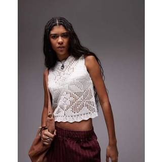 Topshop Knitted Scallop Edge Stitchy Tank Top