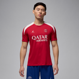 Maskinstrikket Paris Saint-Germain Strike Fourth Jordan Dri-FIT-fodboldtrøje med korte ærmer til mænd - rød - XS