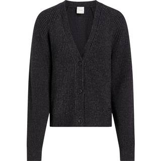 Relaxed Ribbed Cardigan Jumper - Black - M