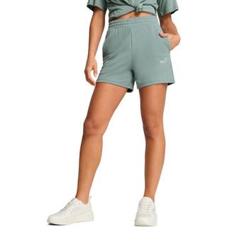 Women&#39;s Puma ESS Small No. 1 Logo 5&#34; High-Waist Shorts, Green, Size L, Clothing - Green Moon - L