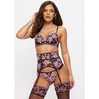Ann Summers Ann Summers Black/Pink Pad Plunge Endless Attraction Foiled Embroidery Non Padded Plunge Bra