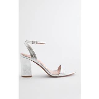 Next Silver Extra Wide Fit Forever Comfort Block Heel Sandals