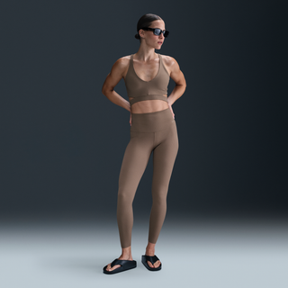 Nike Zenvy Rib-leggings i 7/8-længde med høj talje og let støtte til kvinder - brun - XL (EU 48-50)