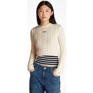 Tommy Jeans Tommy Jeans White Cable Script 100% Cotton Jumper