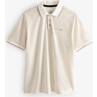 Next White and Gold Short Sleeve Print Polo Shirt