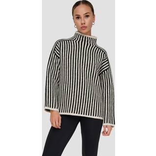 ONLY Onlgro Life Ls Stripe High Nec Oatmeal Stripes:melange/BLACKL S