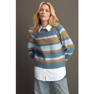 Next Layered Langærmet Collared Guld Detailed Button Trøje med Uld og 100% Bomuld SkjorterStor Almindelig