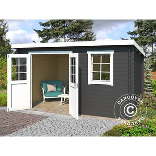 Redskabsskur Redskabsrum Haveskur i træ Asker 3,8x2,75x2,11m, 28mm,10,09m²,Lysegrå