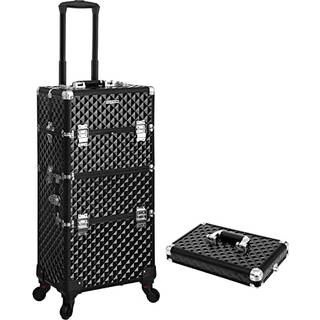Songmics Professional Makeup Case, Travelling Beauty Trolley, stor kosmetisk vogn til frisører, låsbar rullende makeup -sag med universelle hjul, låg