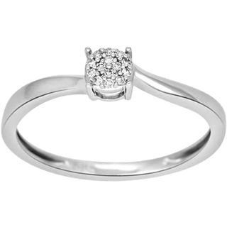 14 karat hvidguld ring med brillanter med i alt 0,03ct.
