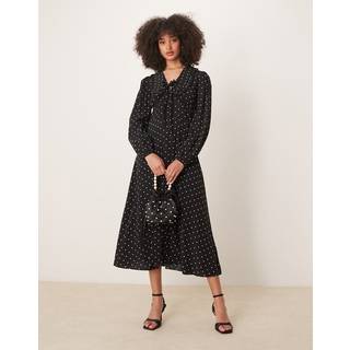 Nobody's Child Nobodys Child Black Otillie Polka Dot Midi Dress - 34