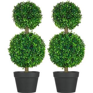 Homcom S?t p? 2 23.5 """" Kunstig kuglebukketr?netr?er med pot indend?rs udend?rs falske planter til hjemmekontor og stueindretning