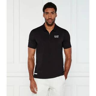 EA7 Emporio Armani Ventus Zipped Polo Shirt, Black - M