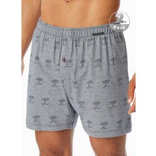 Schiesser Herren Boxershorts blau,grau Reine Baumwolle Gemustert