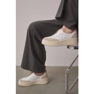 Next White Slip On Signature Forever Comfort Leather Chunky Wedge Platform Trainers