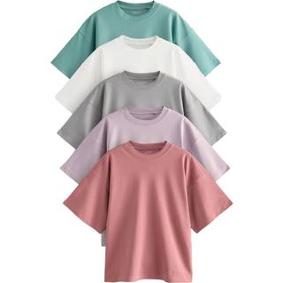 Next Multi 100% Cotton Boxy Short Sleeve T-Shirts 5 Pack