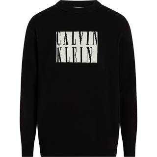 Cotton Intarsia Logo Jumper - Black - XS