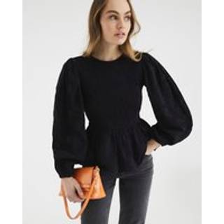 River Island River Island Black Shirred Bodice 100% Cotton Top