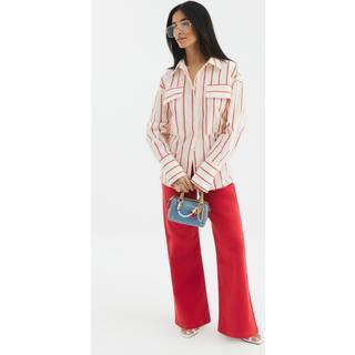 River Island River Island Red Petite 100% Cotton Pocket Front Wide Leg Jeans
