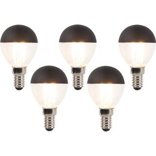 Sæt med 5 E14 dæmpbare LED filament pærer P45 sort 300lm 2700K