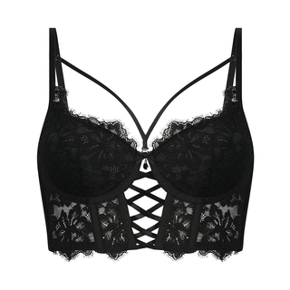Hunkemöller Formstøbt longline push-up-bøjle-bh Char sort - 75C