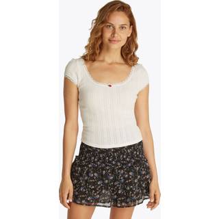 Tommy Jeans Slim Pointelle Kortærmet 100% Bomuld T-shirtMiddel