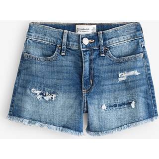 Abercrombie & Fitch Medium Wash High Rise Denim Shorts With Destroy