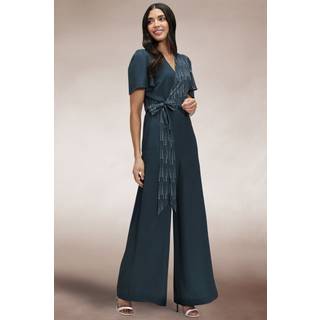 Hot Squash Hot Squash Blue Overwrap Print Jumpsuit