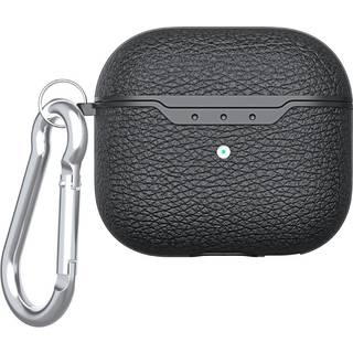 SKALO AirPods 4 Litchi Cover m. karabinhage - Sort