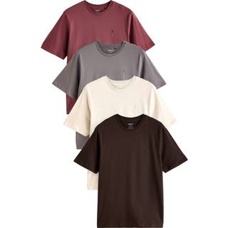 Next Brown/Cream/Rust/Neutral Regular Fit T-Shirts 4 Pack
