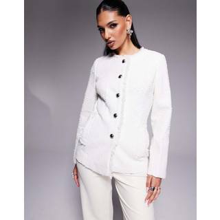 River Island River Island Cream Collarless Boucle Jacket