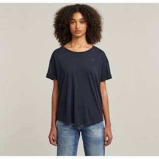 Rolled Up Sleeve Boyfriend Top - Dark blue - Women