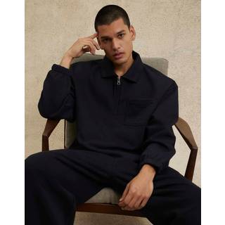 River Island River Island Black Half Zip Rugby Suit Sweat Top