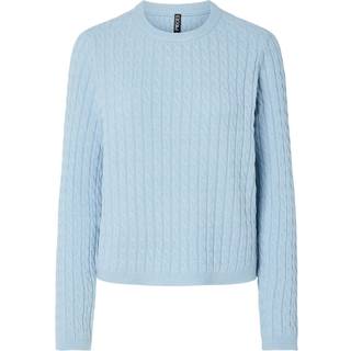 Pieces - Pcfia Ls Cable Knit - Striktrøjer og cardigans til kvinder - Cashmere Blue - XL