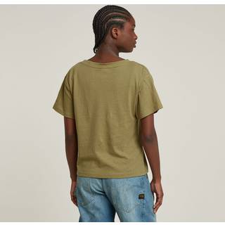 Open V-Neck Relaxed Top - Green - Women
