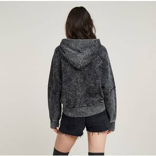 Washed Embossed Oversized Hoodie - Black - Women