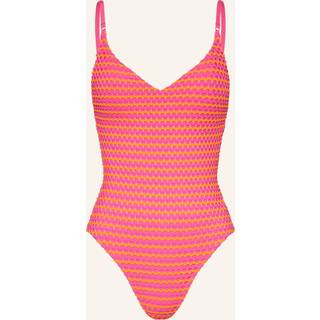 Seafolly Women's Mesh Effect V Neck One Piece Badedragt Damer størrelse 8 farve pink